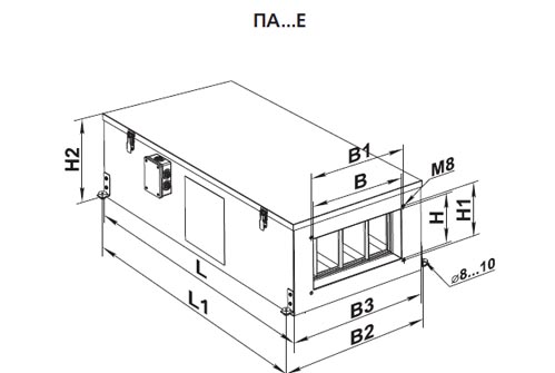 Чертеж ВЕНТС ПА 02 Е Размеры ВЕНТС ПА 02 Е